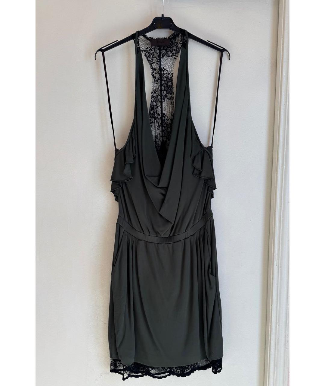 JO NO FUI Хаки вискозное коктейльное платье, фото 5