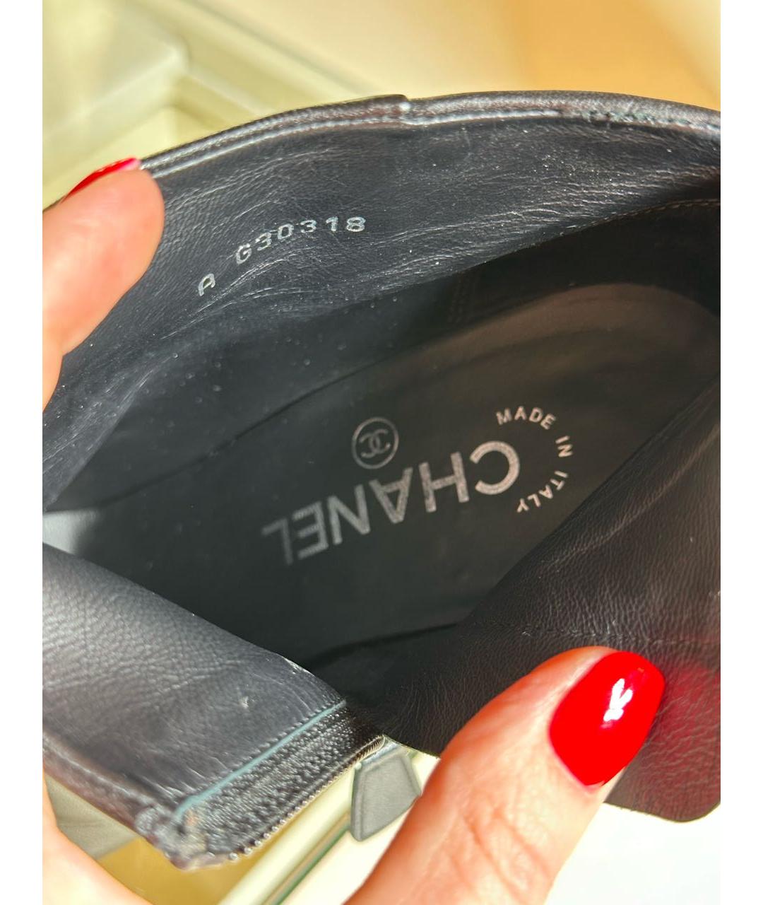 CHANEL Черные кожаные ботильоны, фото 6