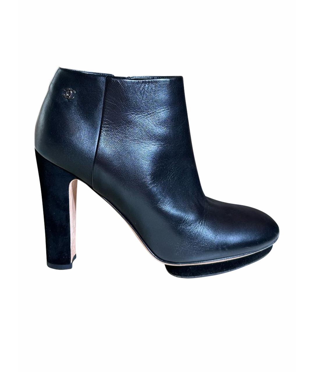 CHANEL Черные кожаные ботильоны, фото 1