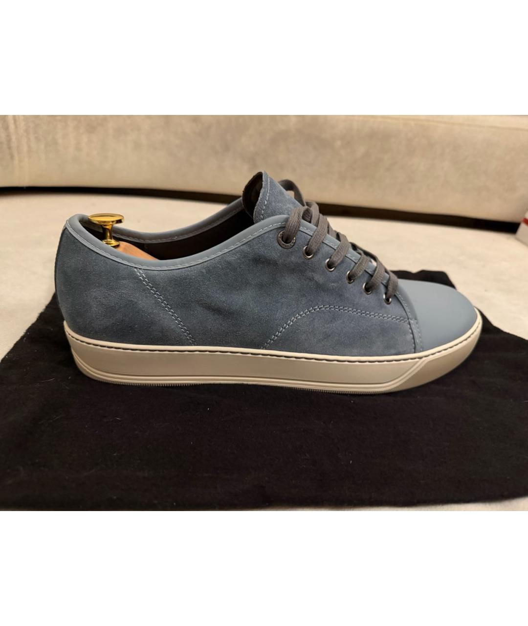 LANVIN Голубые замшевые низкие кроссовки / кеды, фото 5