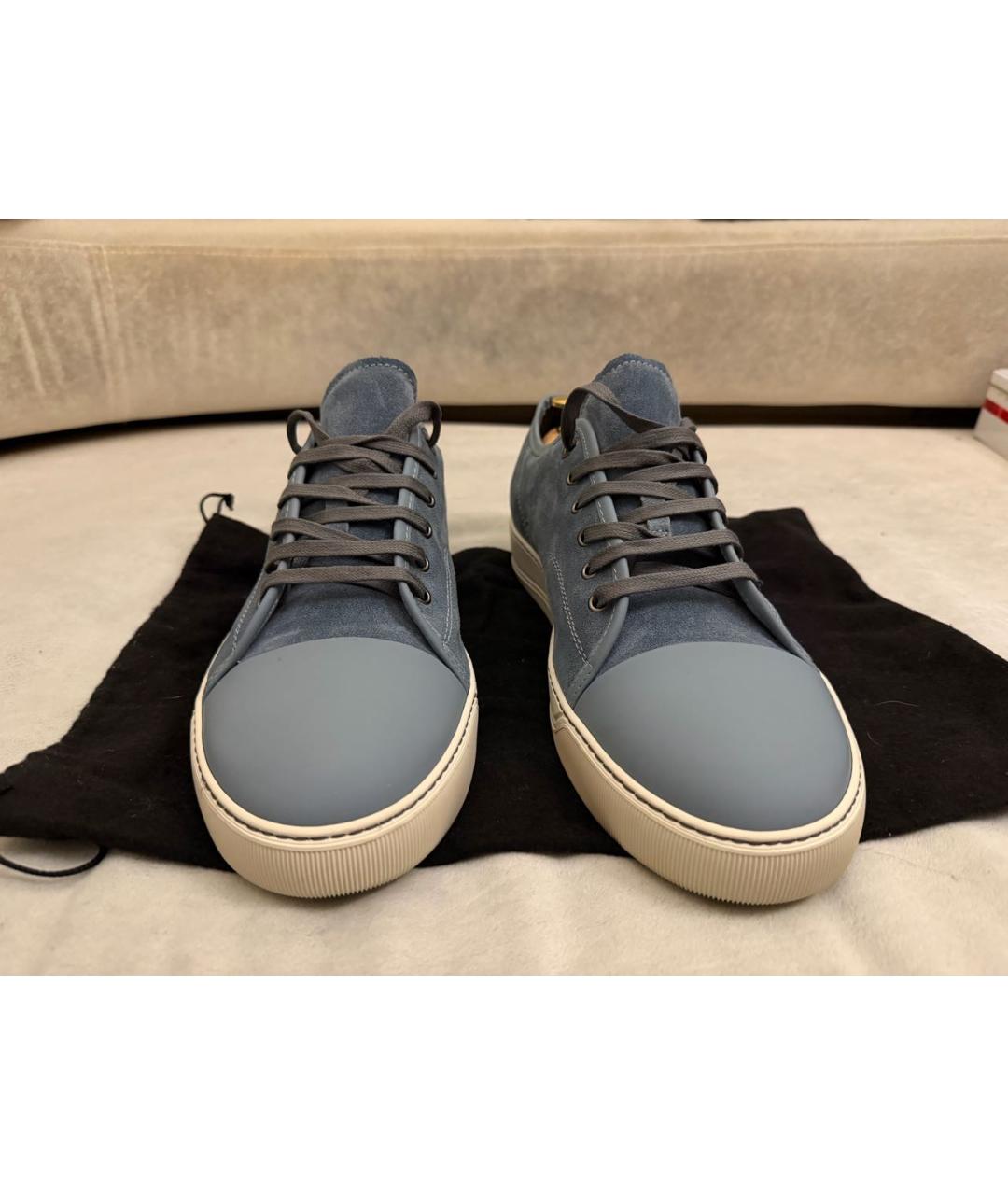 LANVIN Голубые замшевые низкие кроссовки / кеды, фото 2