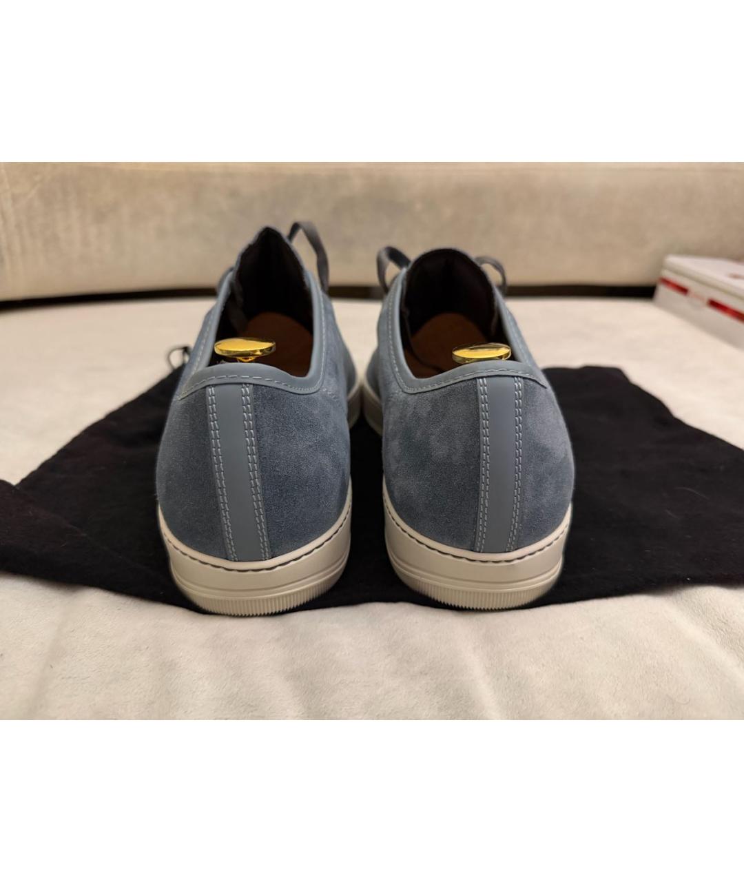 LANVIN Голубые замшевые низкие кроссовки / кеды, фото 4