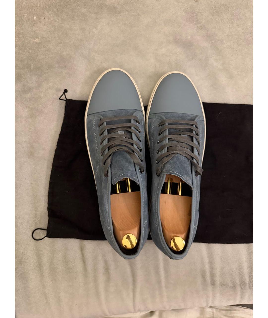 LANVIN Голубые замшевые низкие кроссовки / кеды, фото 3