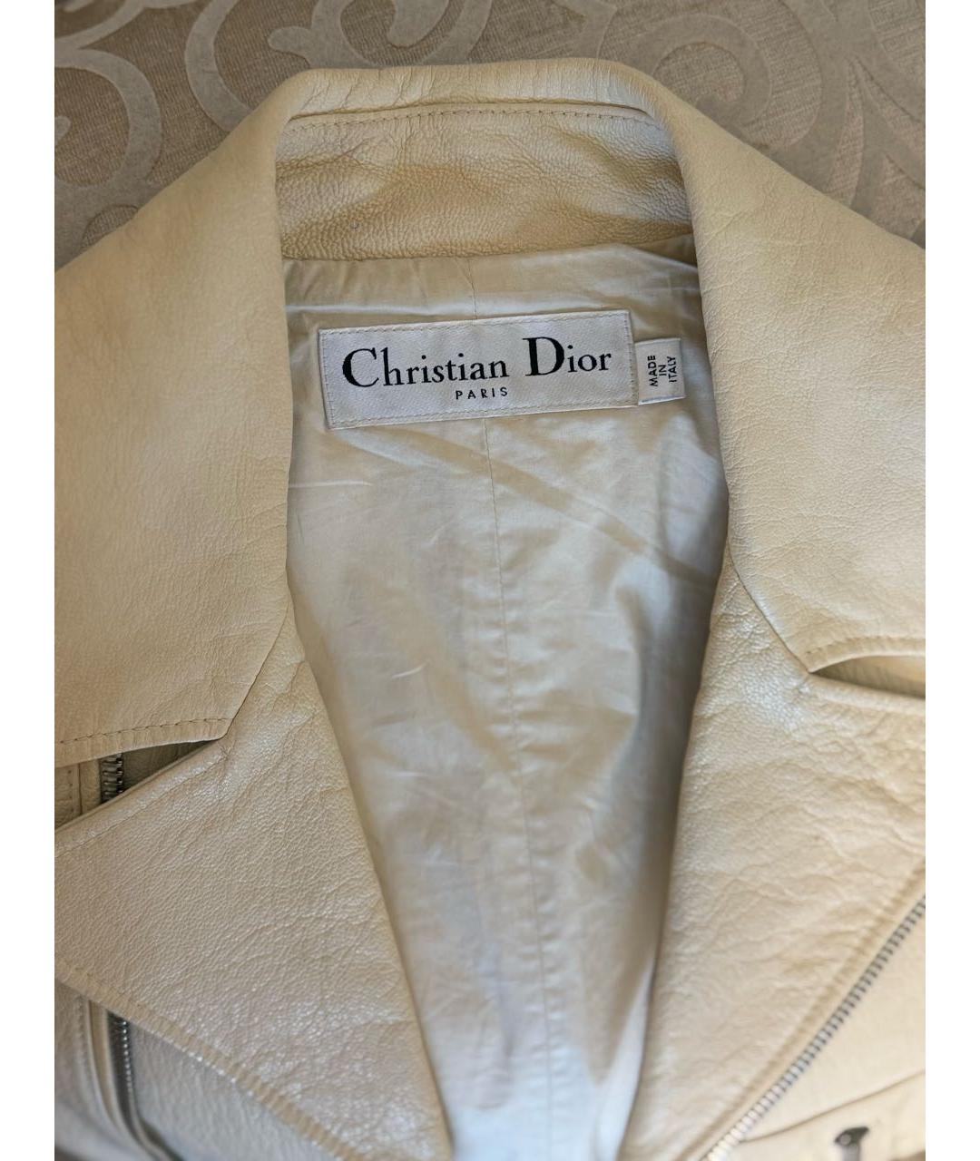 CHRISTIAN DIOR Бежевая кожаная куртка, фото 3