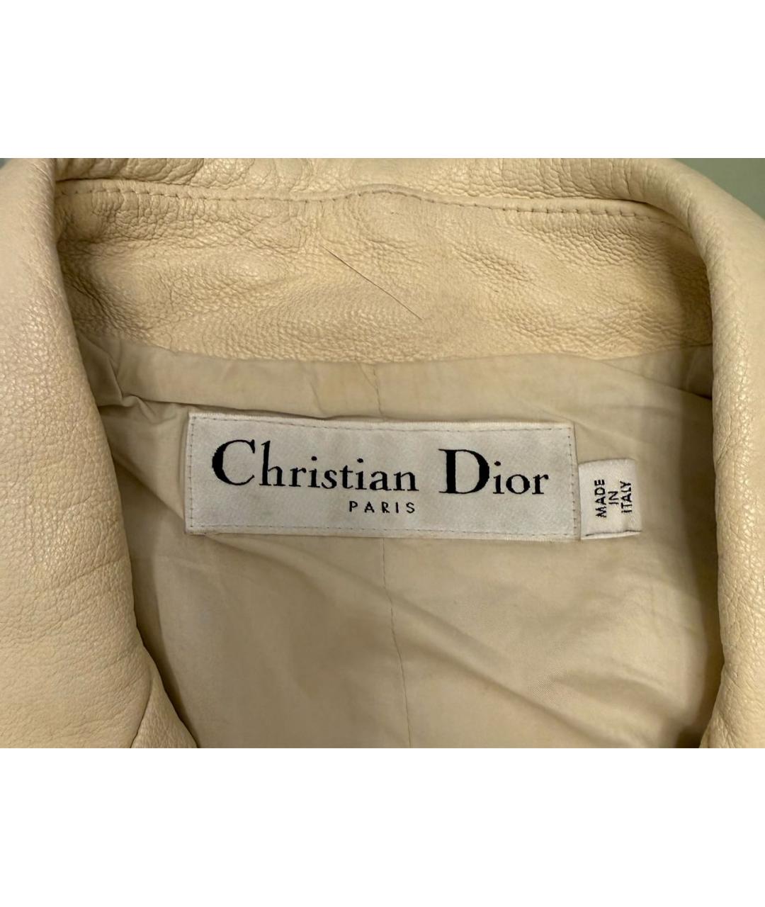CHRISTIAN DIOR Бежевая кожаная куртка, фото 3