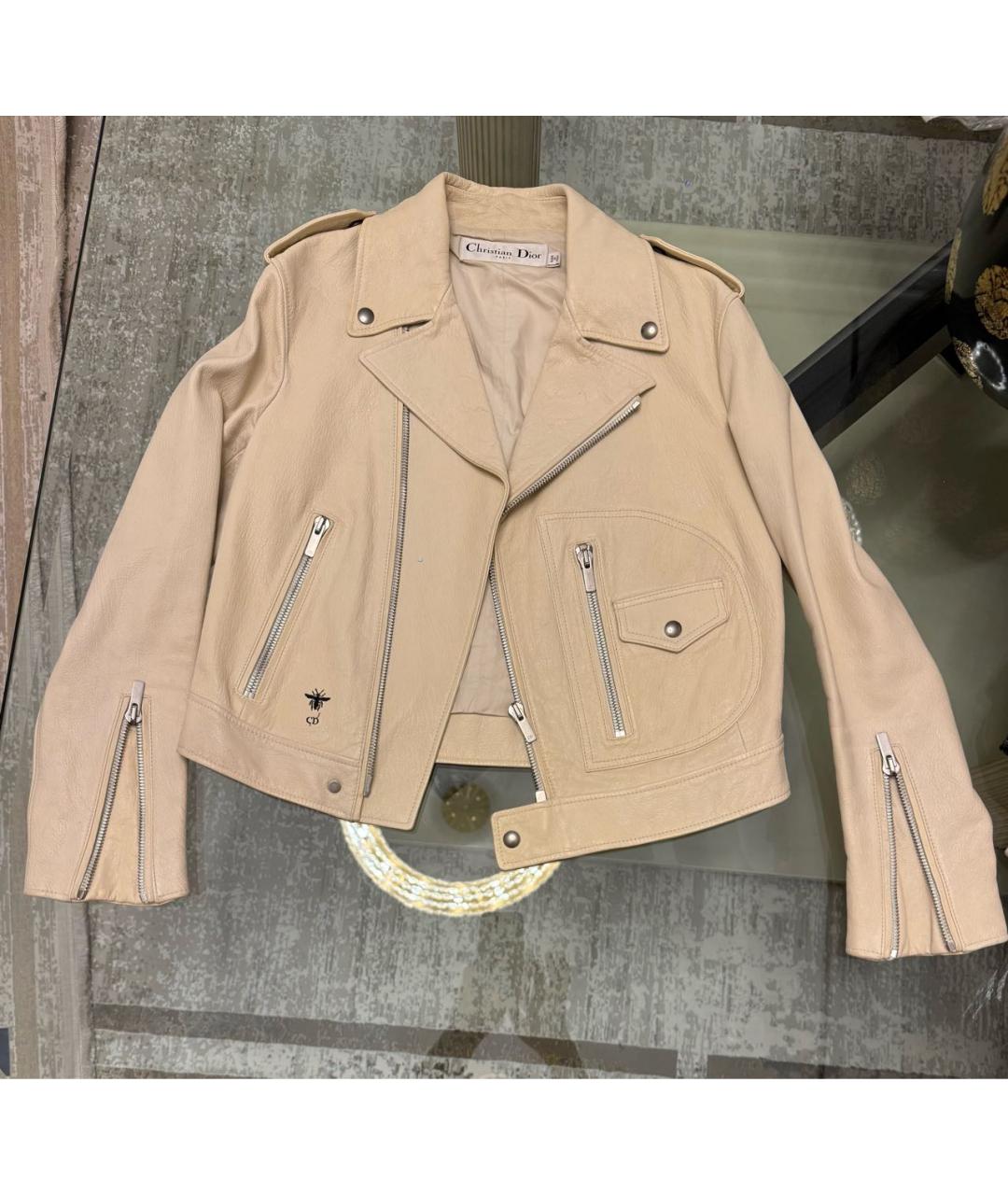 CHRISTIAN DIOR Бежевая кожаная куртка, фото 7