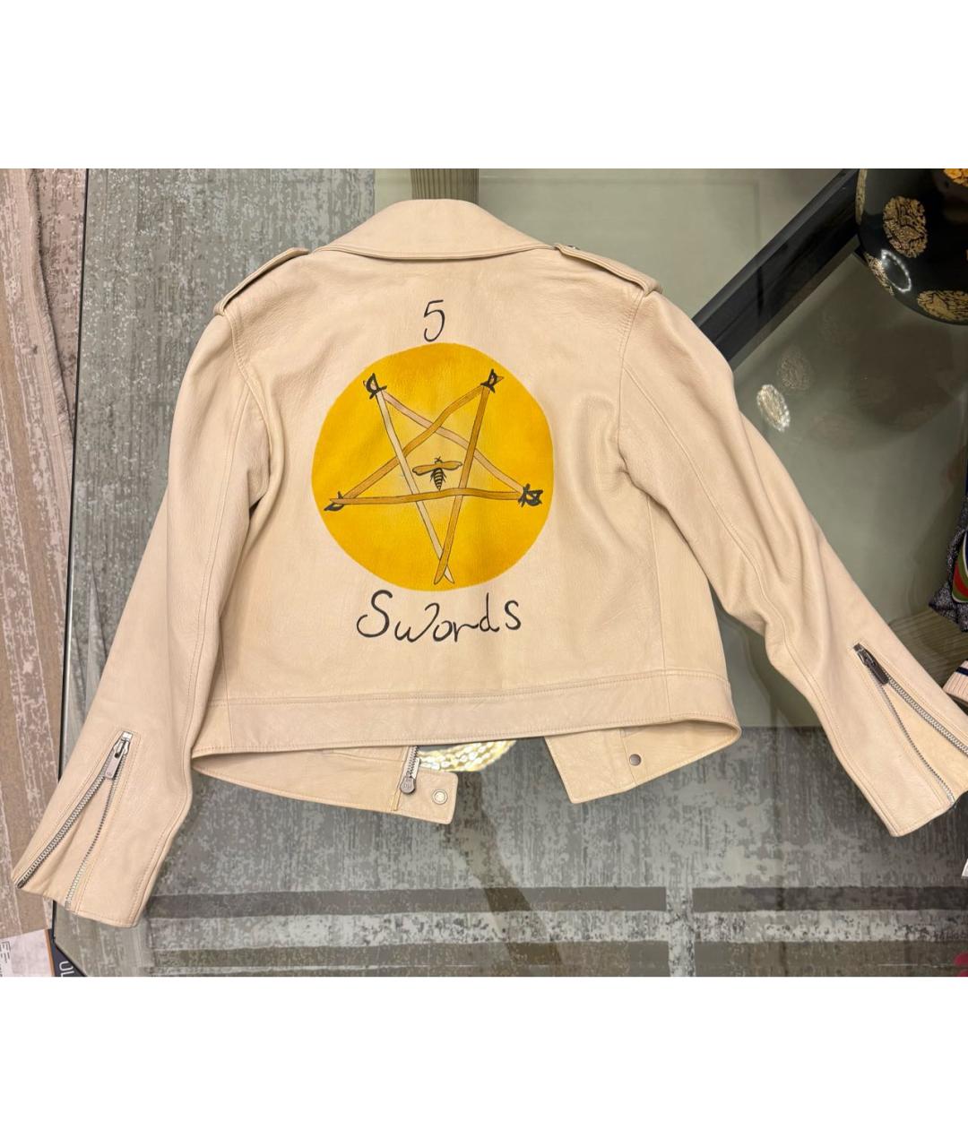 CHRISTIAN DIOR Бежевая кожаная куртка, фото 2