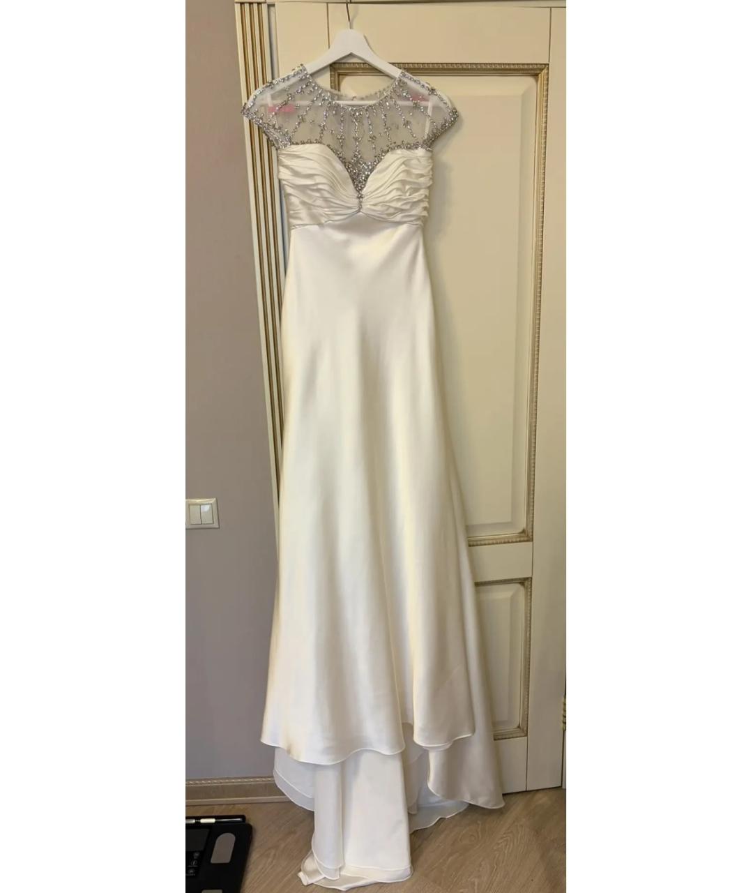 JENNY PACKHAM Белое атласное свадебное платье, фото 3