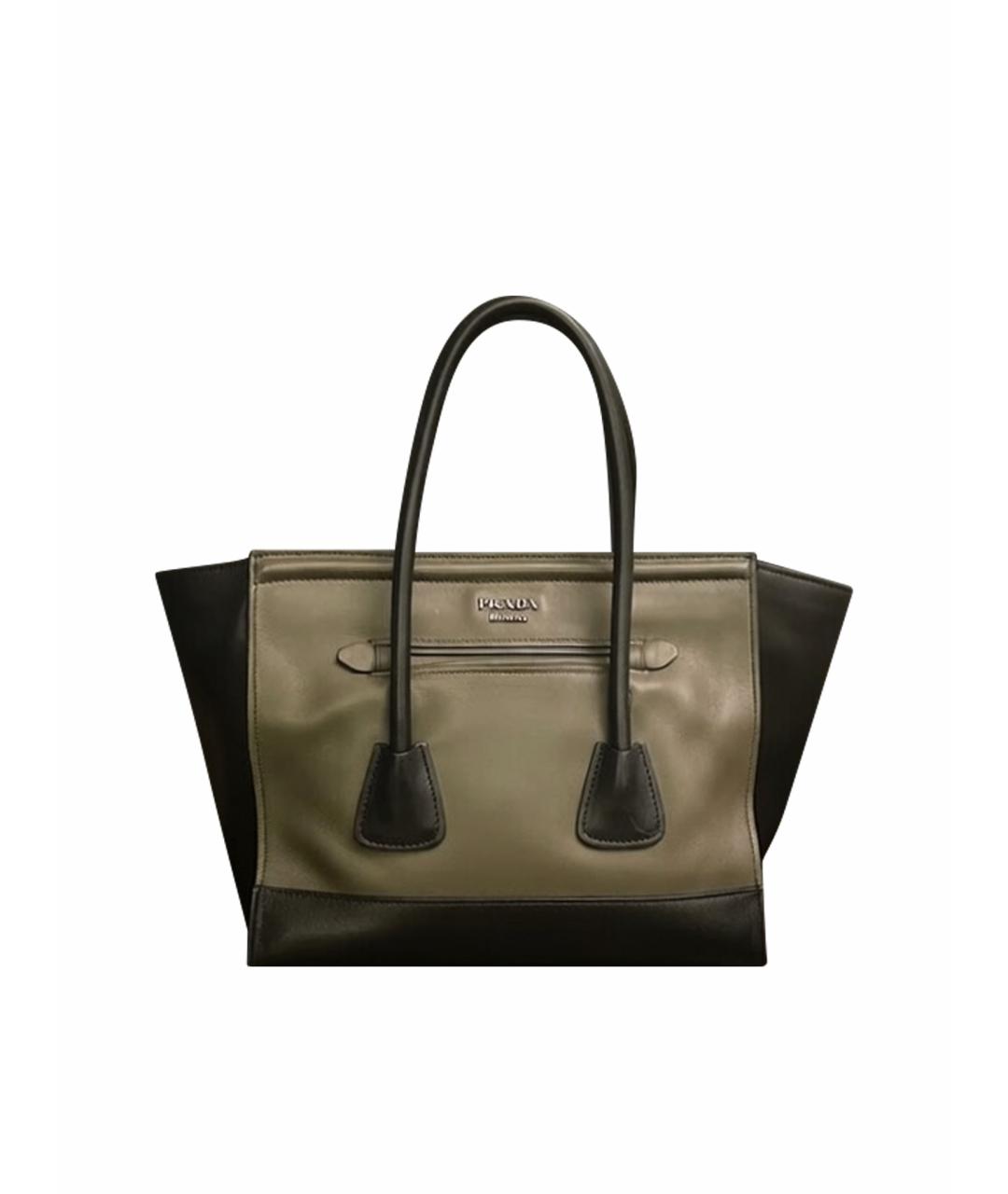 PRADA Хаки кожаная сумка с короткими ручками, фото 1