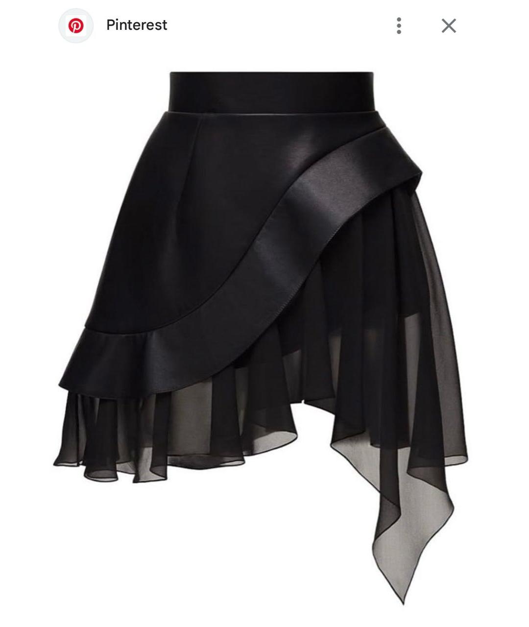 ULYANA SERGEENKO Черная кожаная юбка мини, фото 8