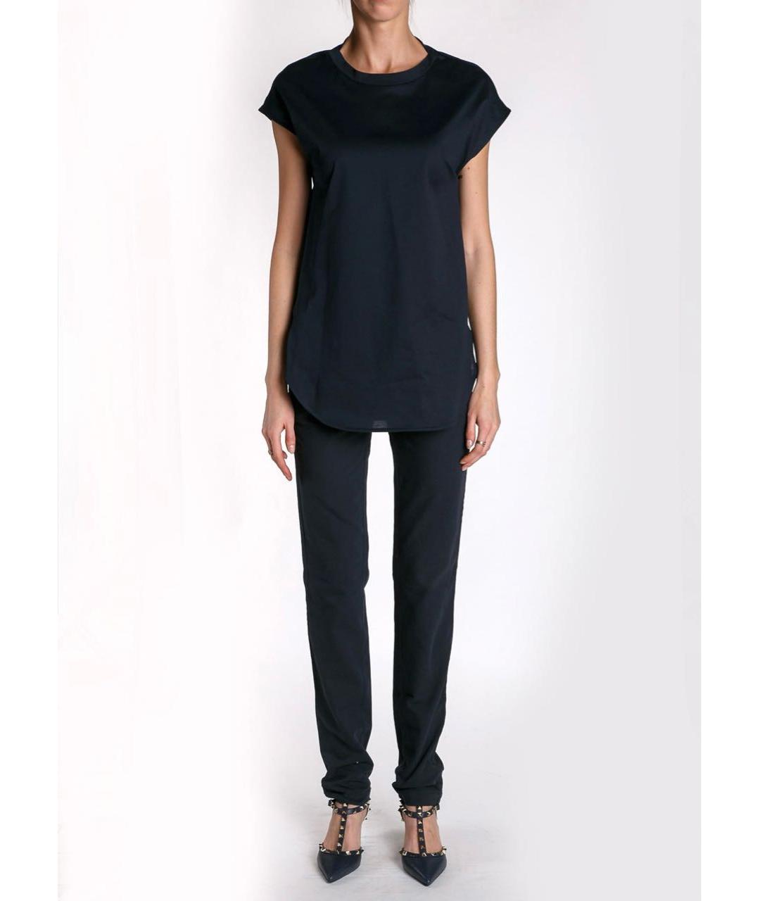 LES COPAINS Темно-синяя хлопковая футболка, фото 2