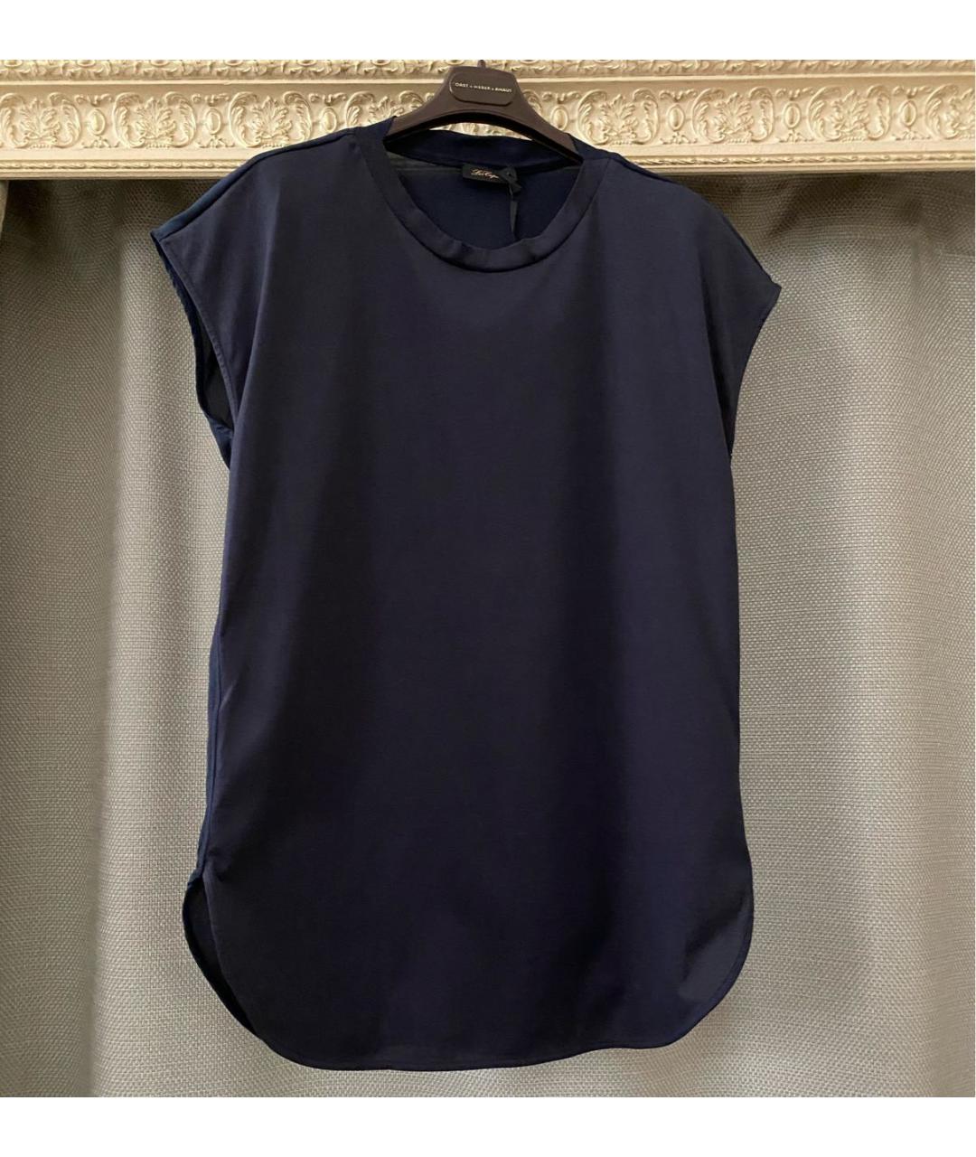 LES COPAINS Темно-синяя хлопковая футболка, фото 9