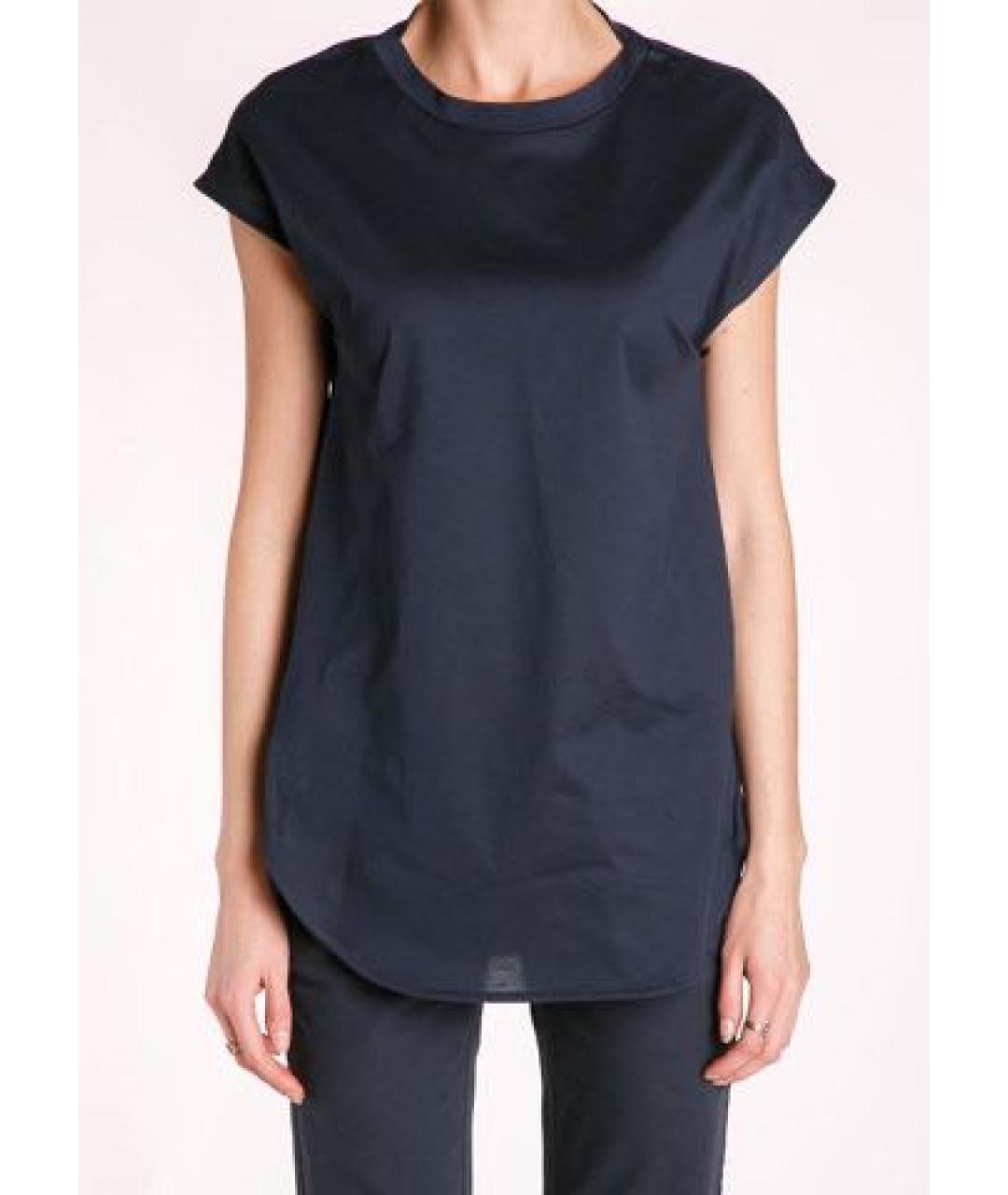 LES COPAINS Темно-синяя хлопковая футболка, фото 3