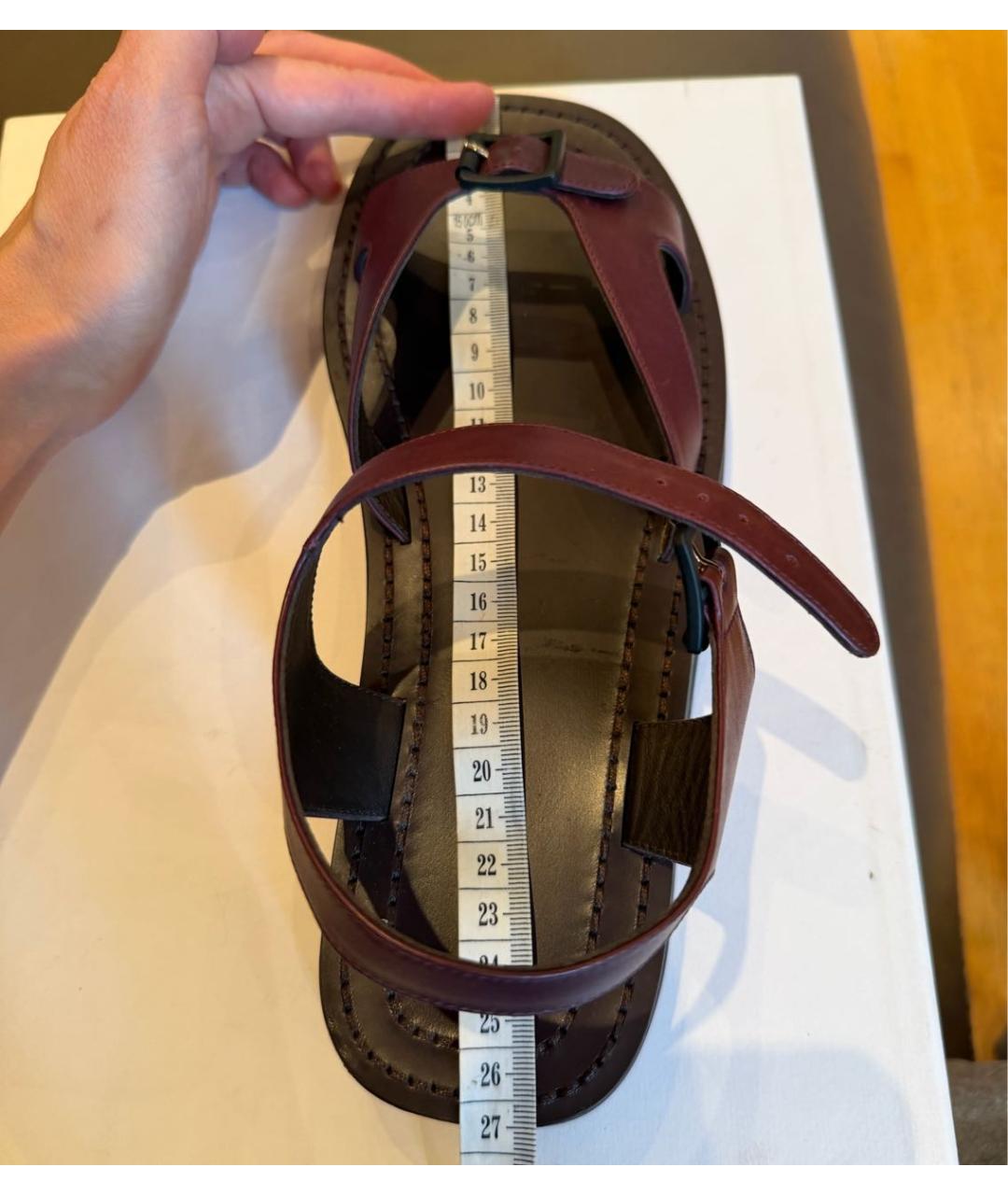 THE ROW Бордовые кожаные сандалии, фото 4