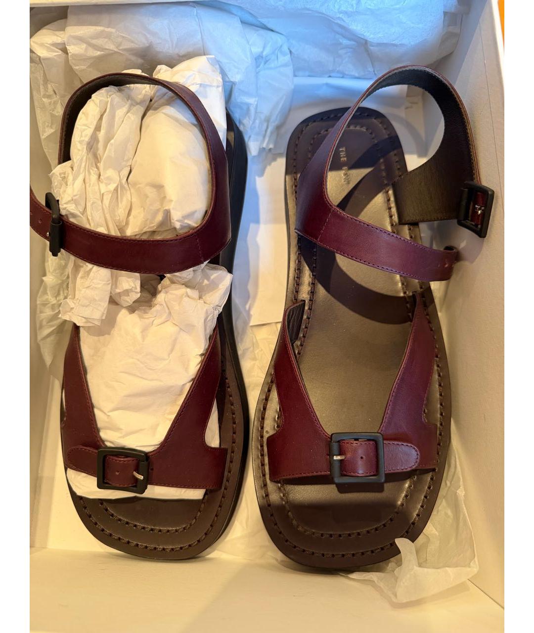 THE ROW Бордовые кожаные сандалии, фото 2