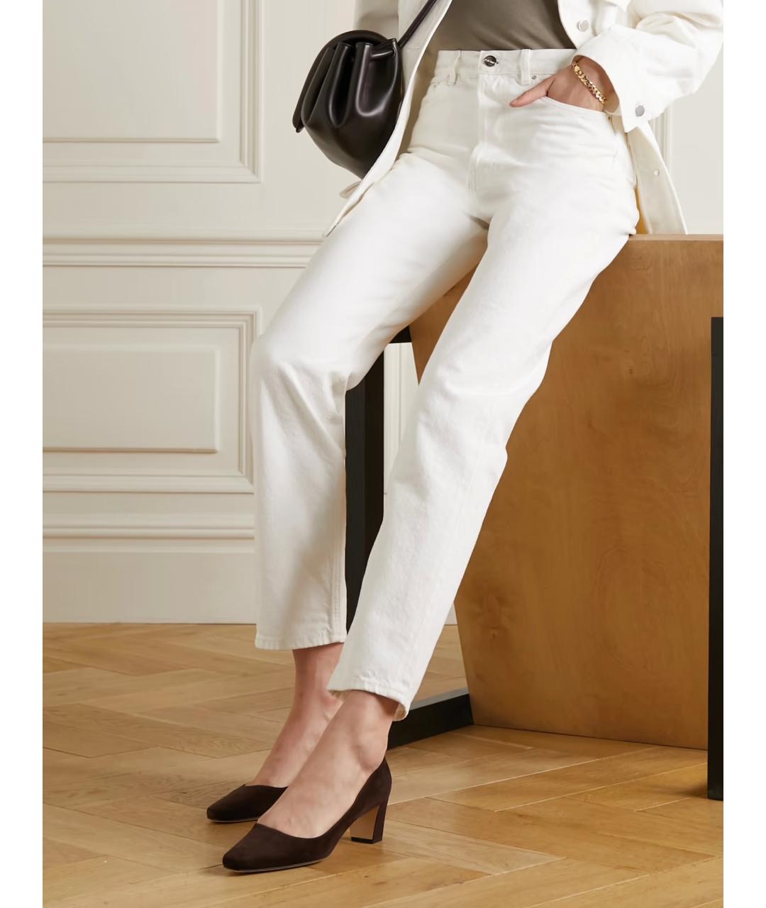 MANOLO BLAHNIK Коричневые замшевые лодочки на низком каблуке, фото 2