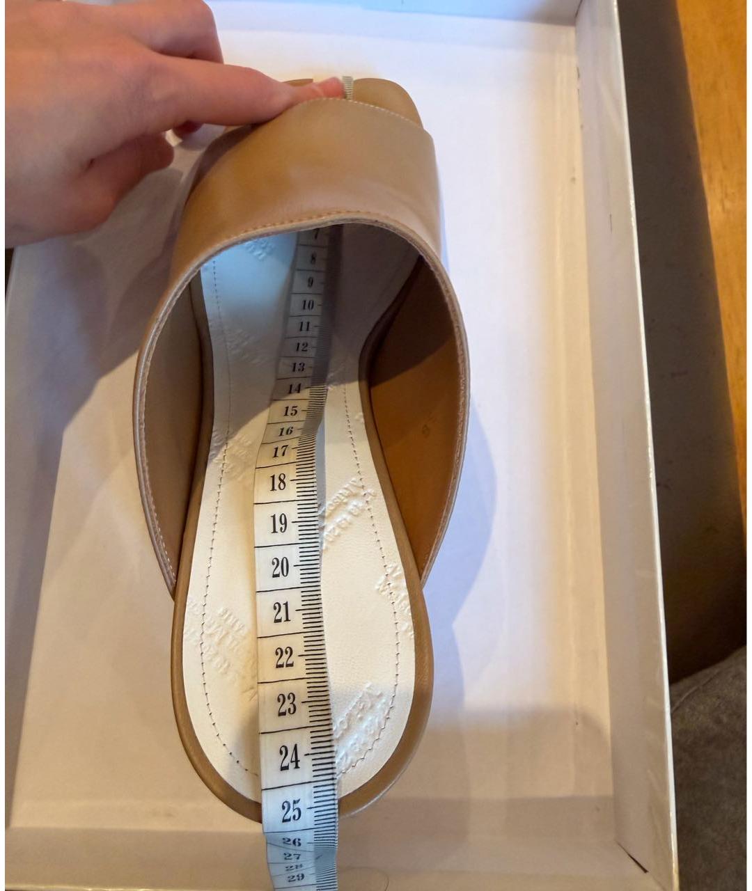 MAISON MARGIELA Бежевые кожаные сабо, фото 3