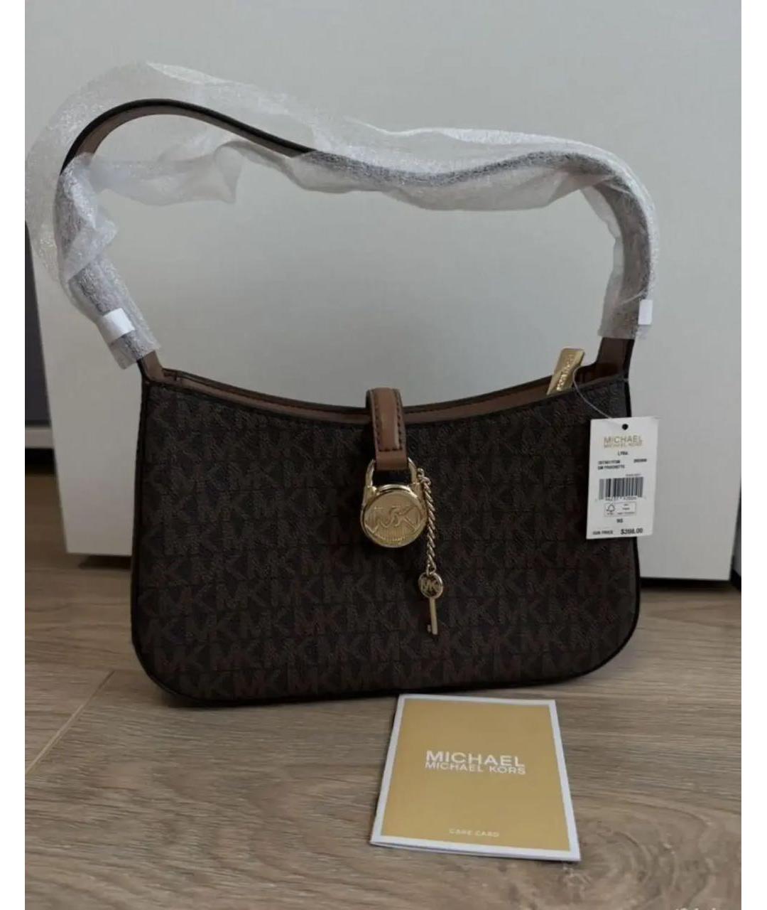 MICHAEL KORS Коричневая кожаная сумка через плечо, фото 4