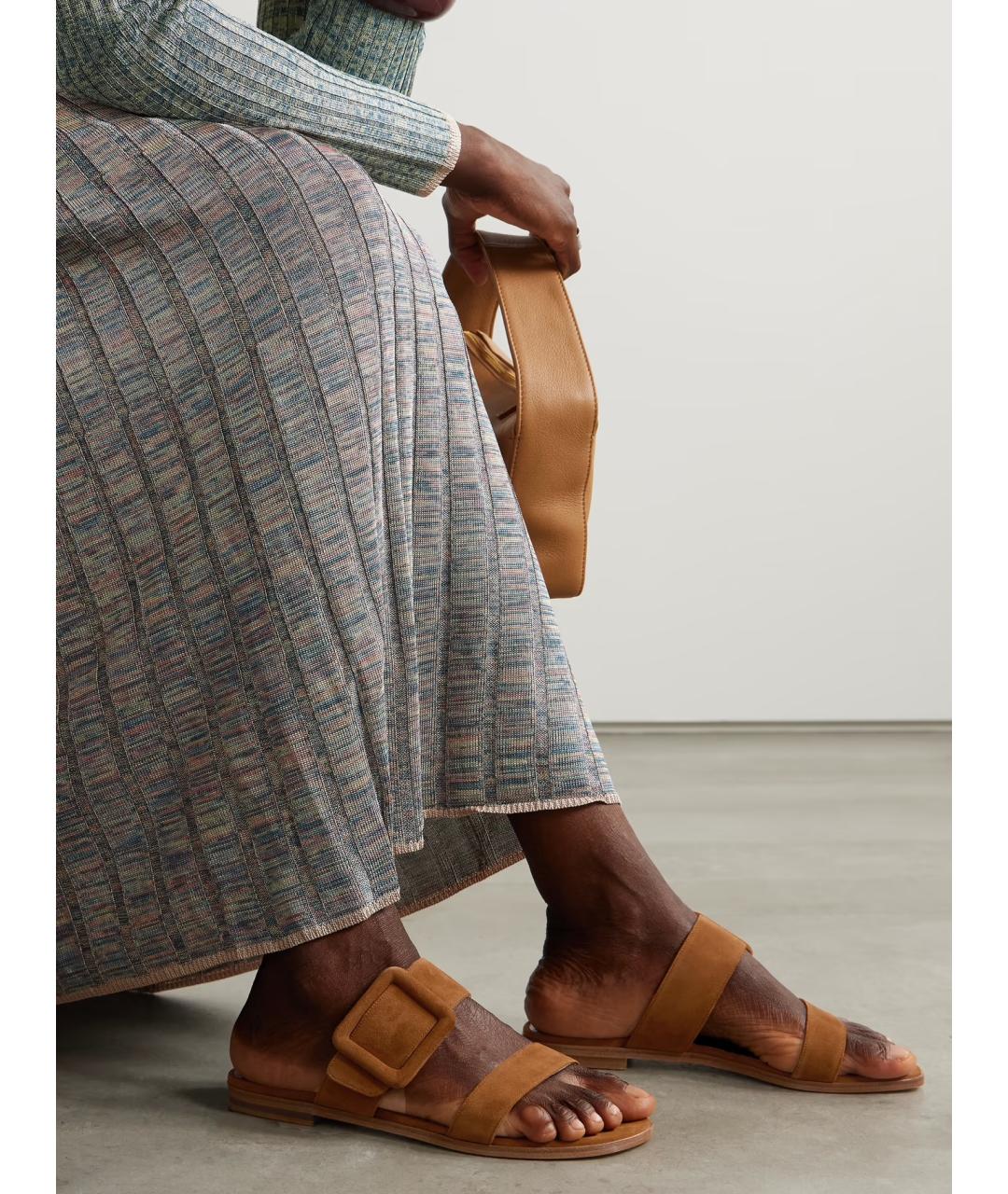 MANOLO BLAHNIK Коричневые замшевые шлепанцы, фото 2