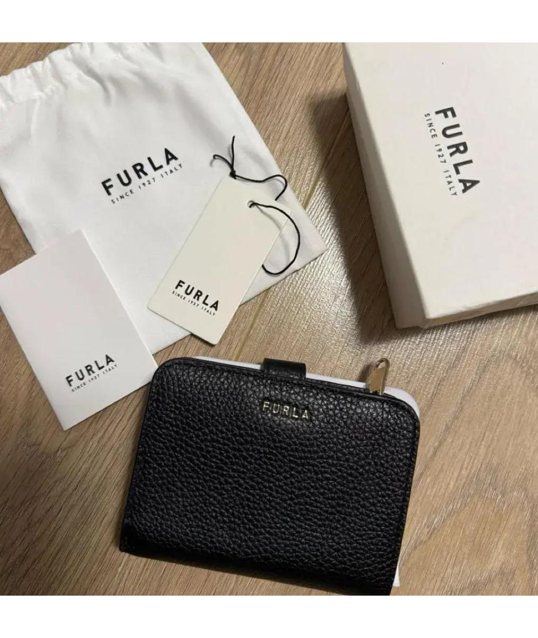FURLA Черный кожаный кошелек, фото 4