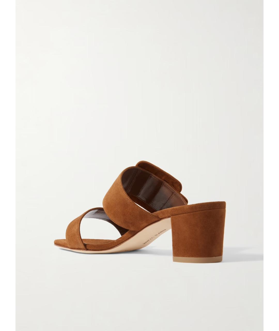 MANOLO BLAHNIK Коричневые замшевые мюли, фото 3