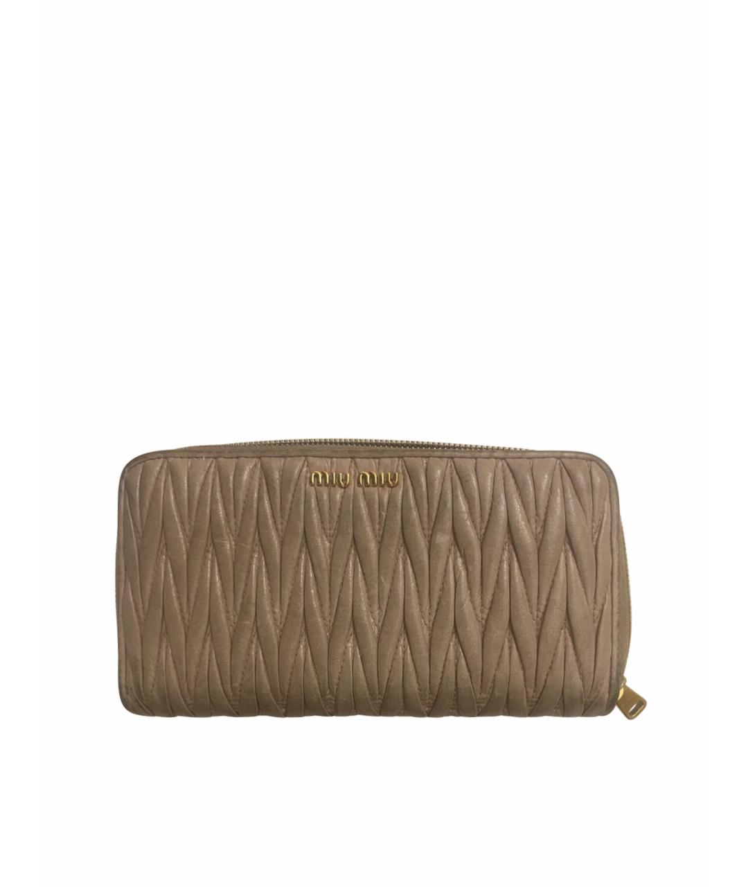 MIU MIU Бежевый кожаный кошелек, фото 1