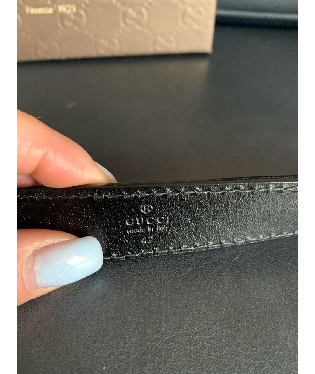 GUCCI Черный кожаный ремень, фото 3