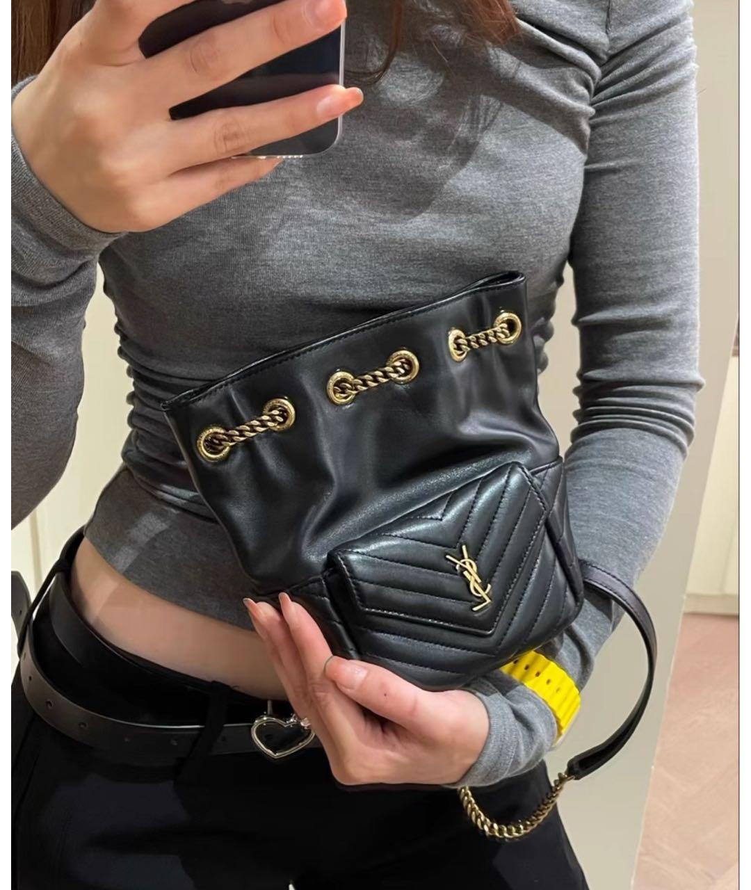 SAINT LAURENT Черная кожаная сумка через плечо, фото 6