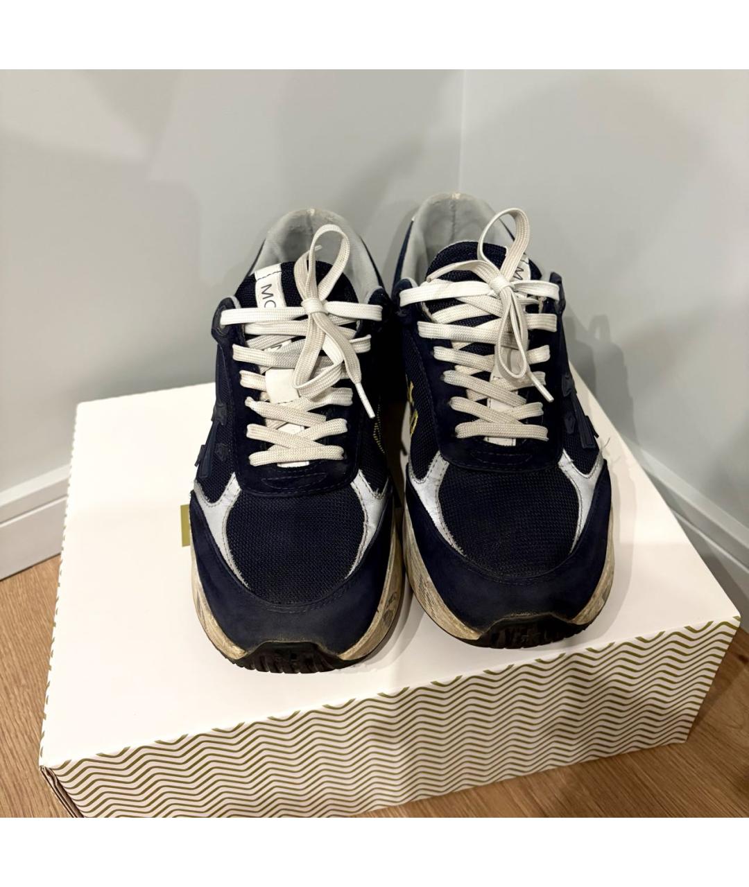 PREMIATA Темно-синие замшевые низкие кроссовки / кеды, фото 4