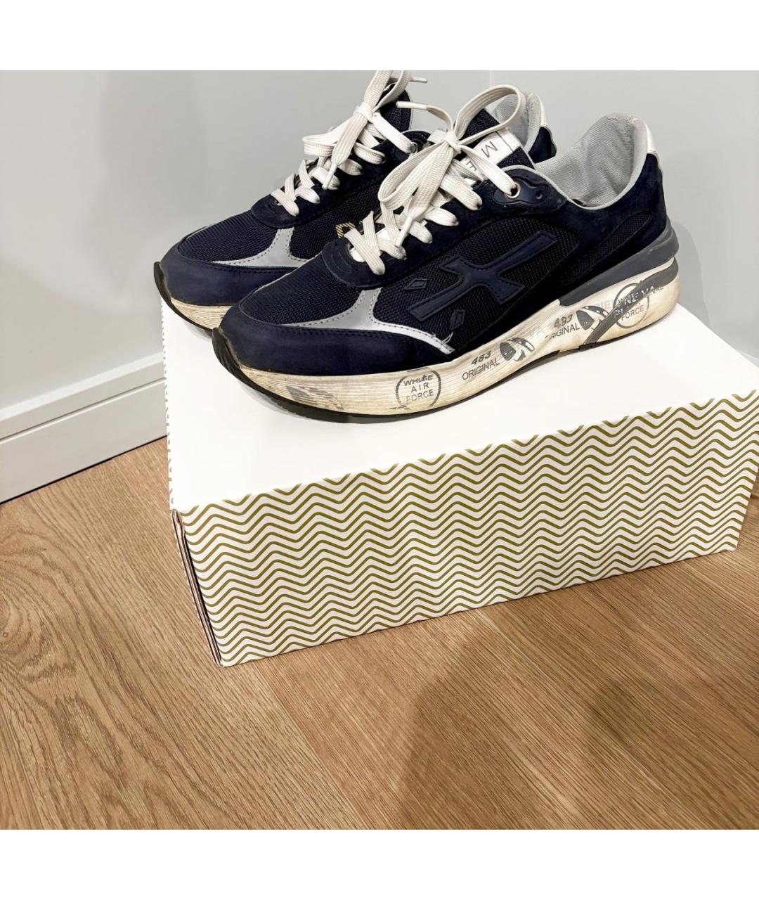 PREMIATA Темно-синие замшевые низкие кроссовки / кеды, фото 2