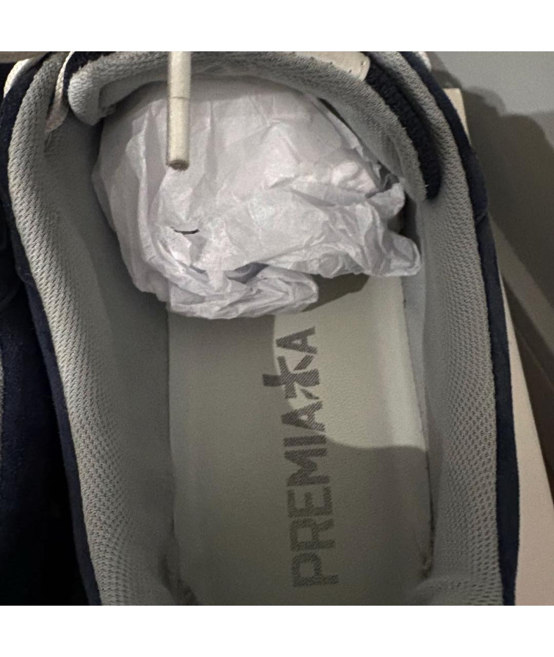 PREMIATA Темно-синие замшевые низкие кроссовки / кеды, фото 7