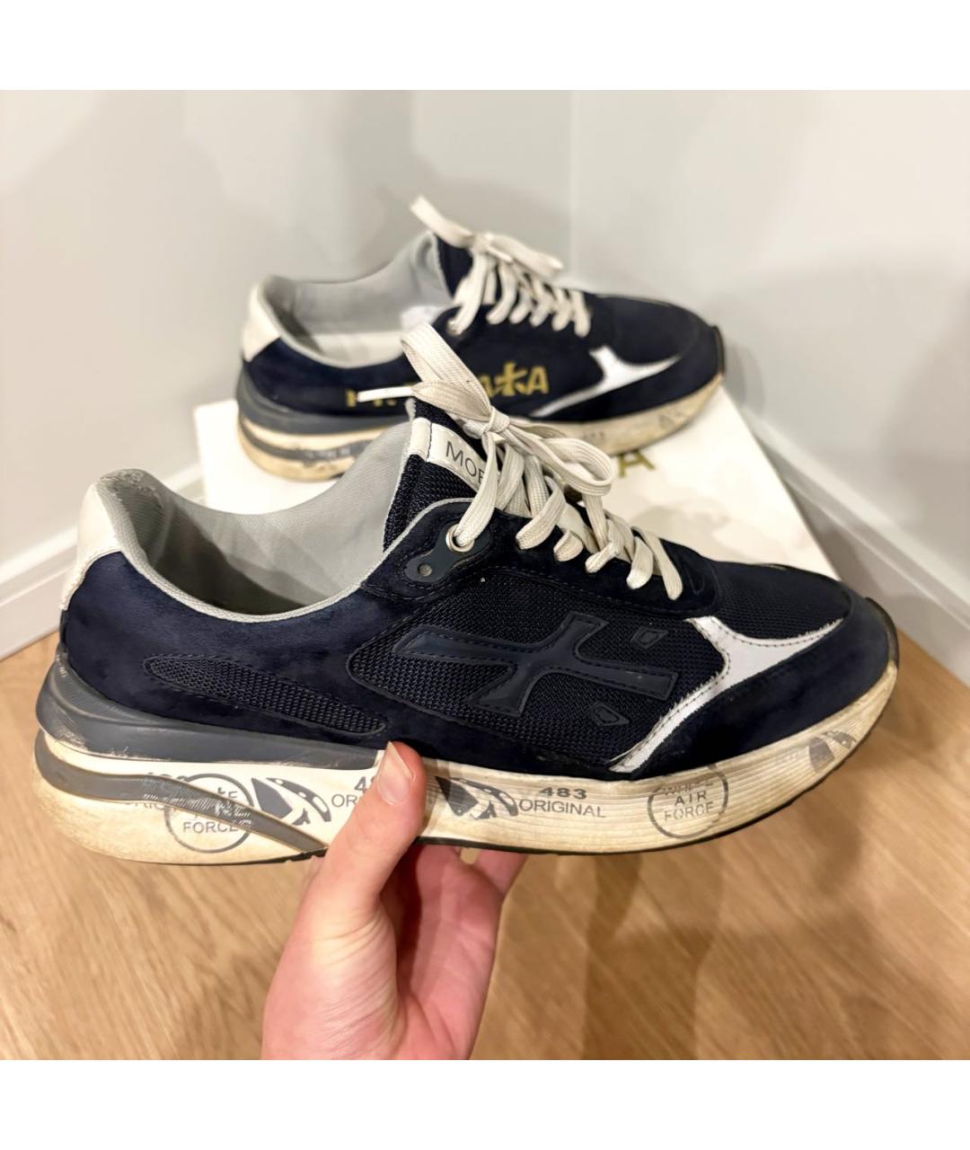 PREMIATA Темно-синие замшевые низкие кроссовки / кеды, фото 3