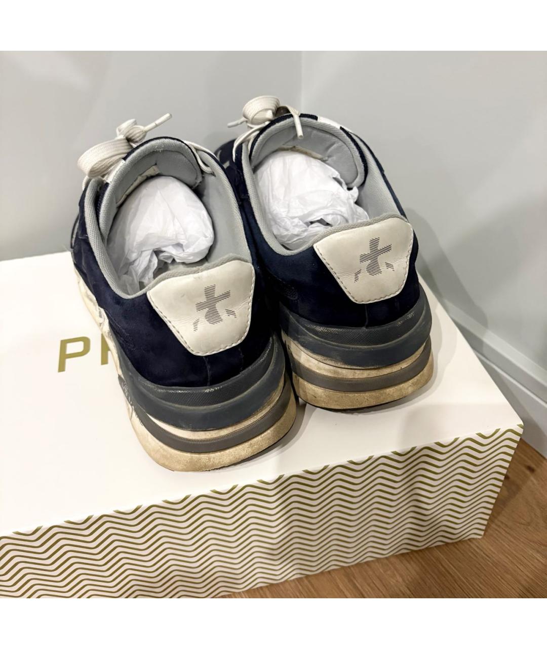 PREMIATA Темно-синие замшевые низкие кроссовки / кеды, фото 5