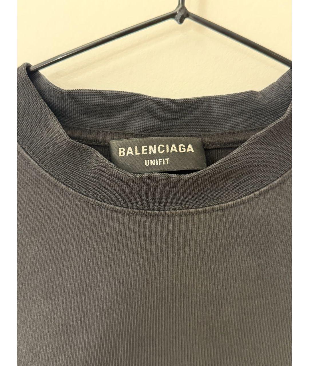 BALENCIAGA Черная хлопковая футболка, фото 3