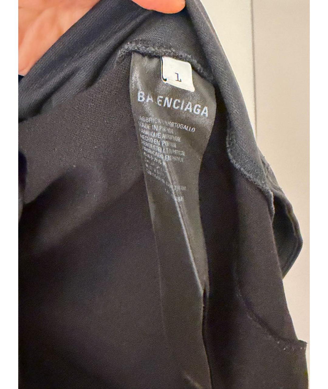 BALENCIAGA Черная хлопковая футболка, фото 5