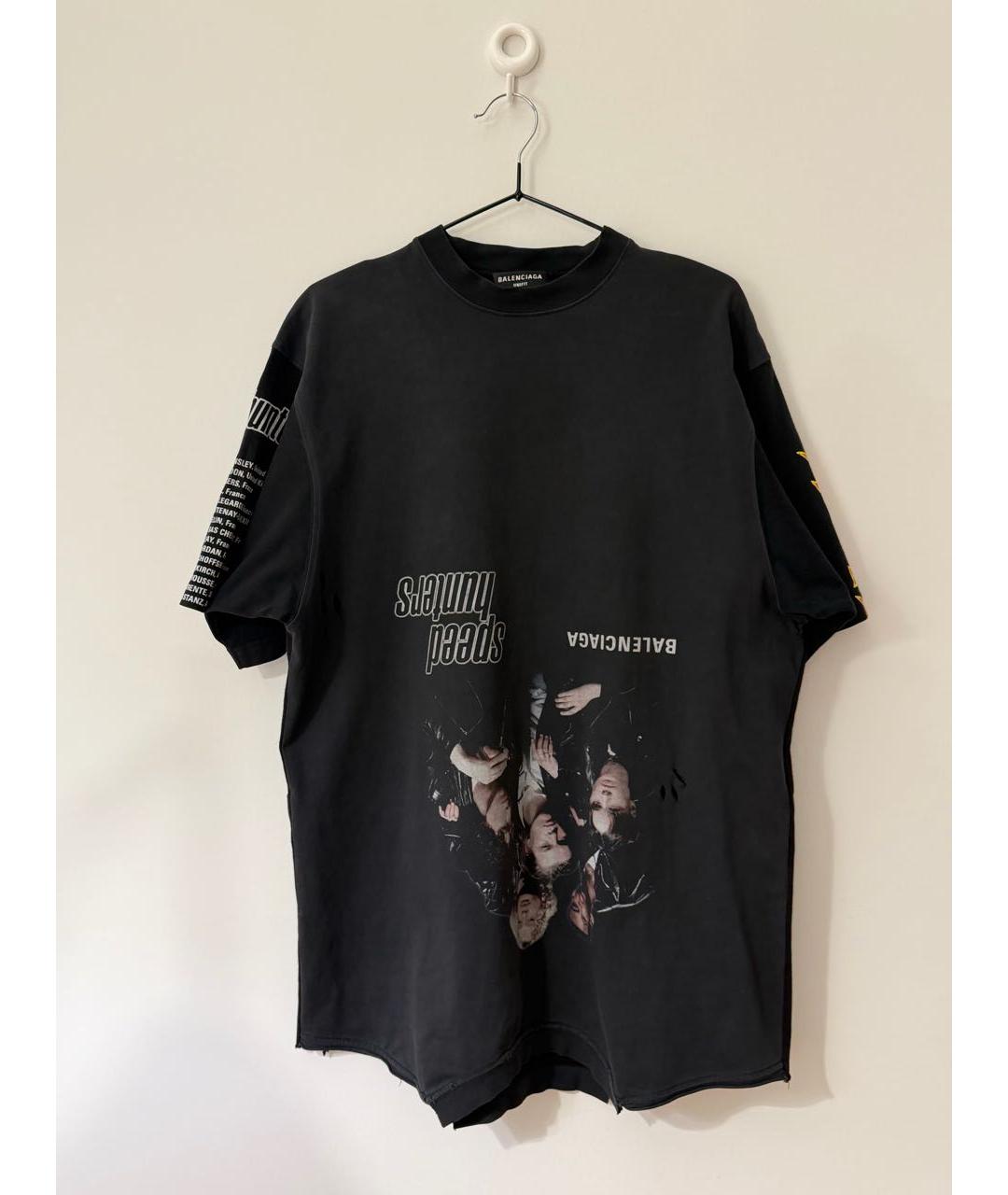 BALENCIAGA Черная хлопковая футболка, фото 8