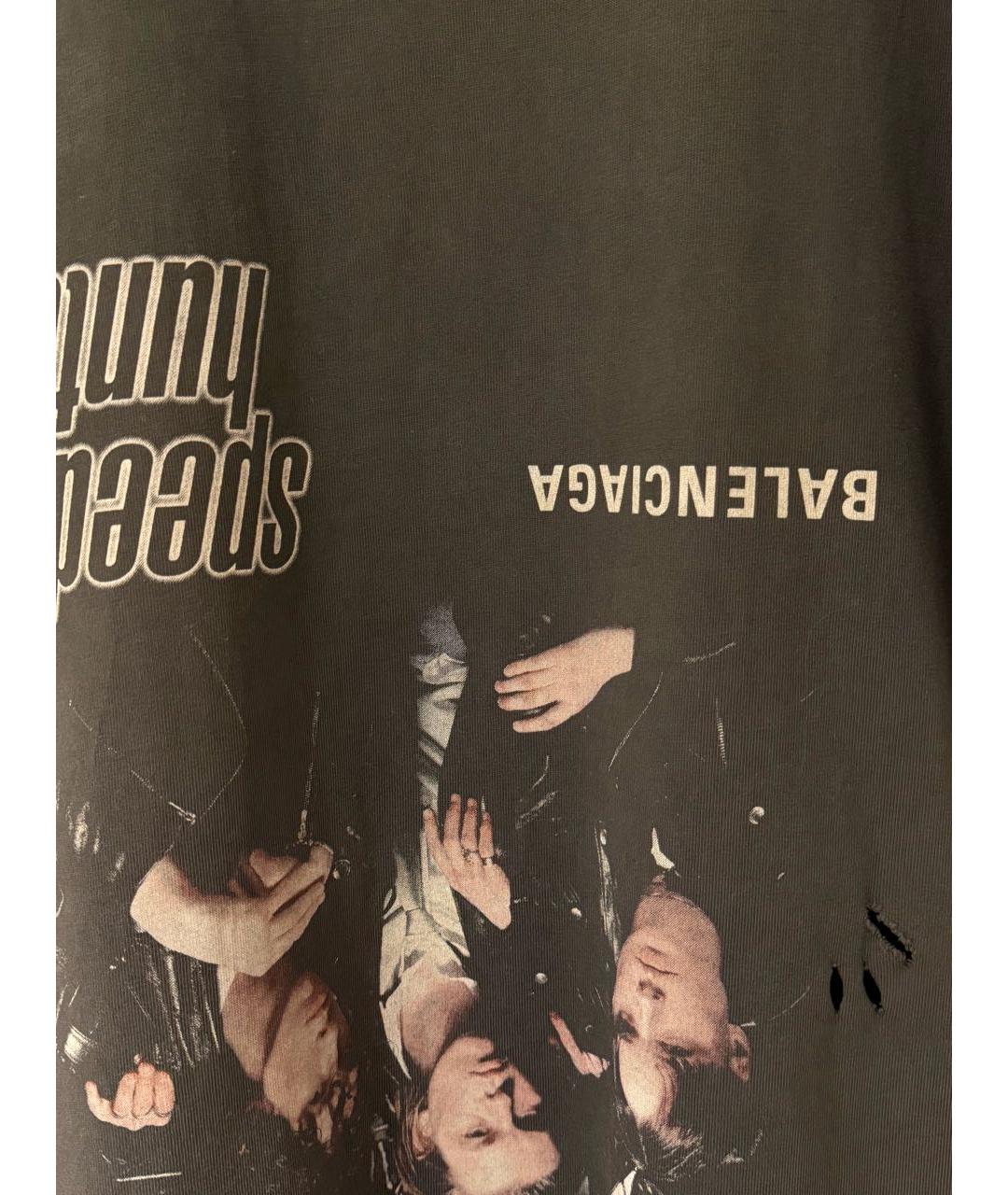 BALENCIAGA Черная хлопковая футболка, фото 4