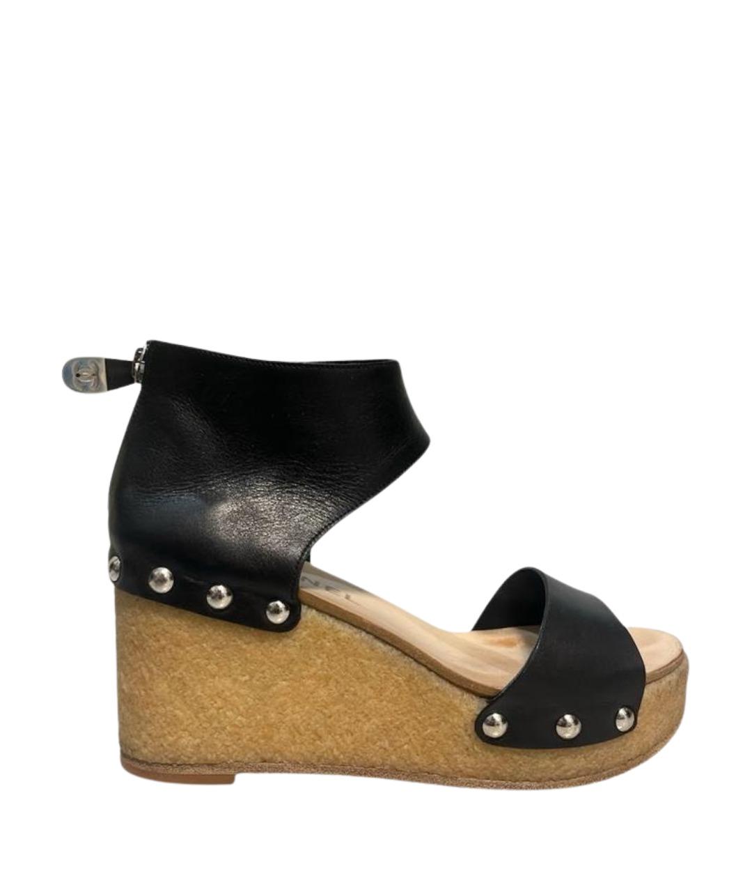 CHANEL Черные кожаные босоножки, фото 1