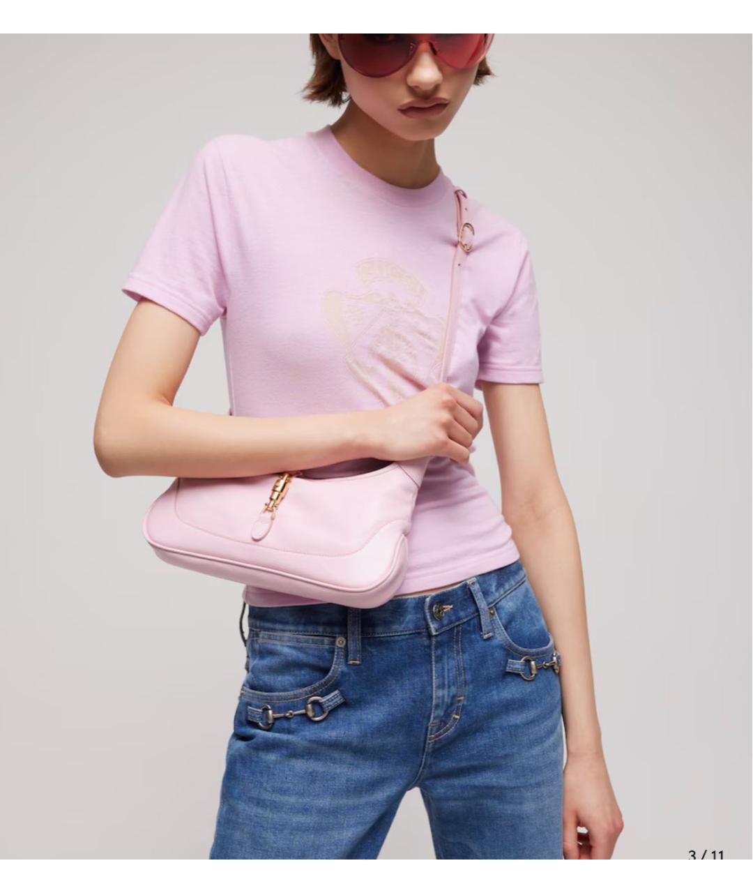 GUCCI Розовая кожаная сумка тоут, фото 3