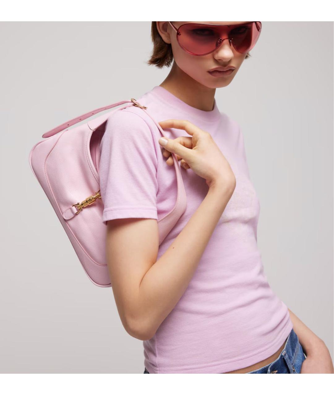 GUCCI Розовая кожаная сумка тоут, фото 2