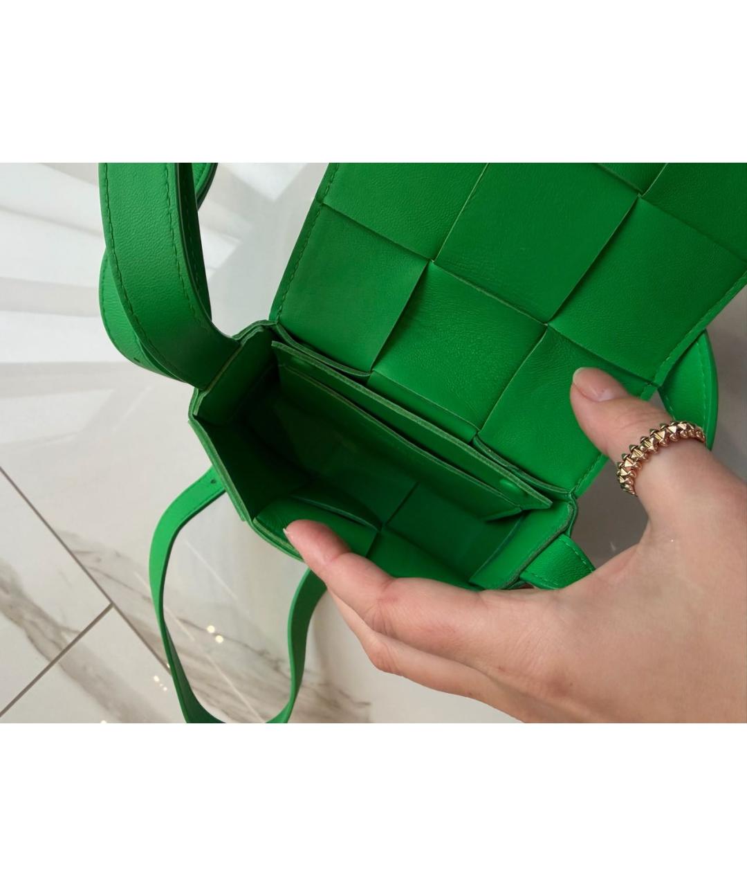 BOTTEGA VENETA Зеленая кожаная сумка через плечо, фото 4