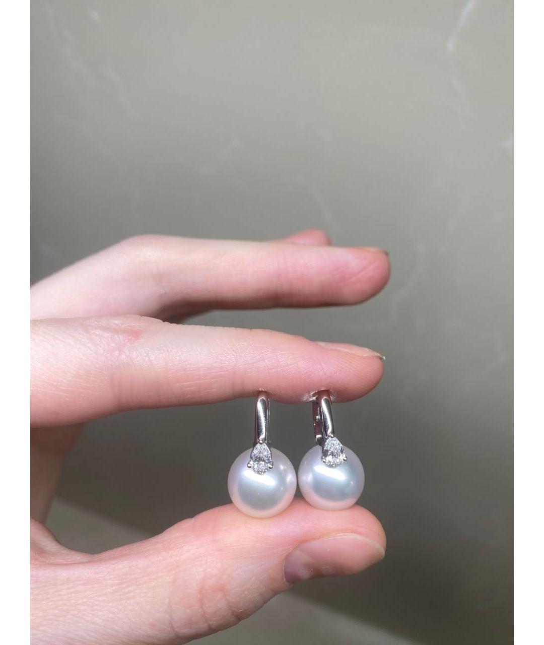 Mikimoto Белые серьги из белого золота, фото 3