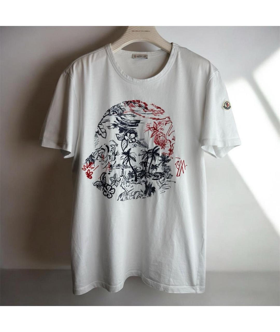 MONCLER Белая хлопковая футболка, фото 9