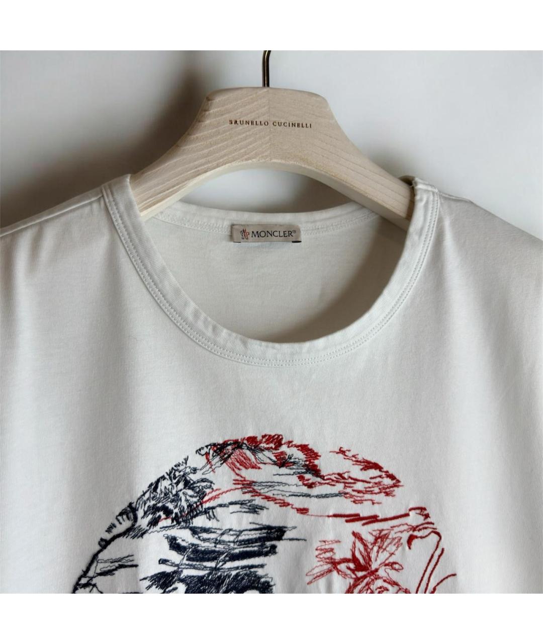 MONCLER Белая хлопковая футболка, фото 2