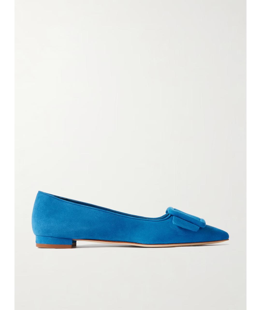 MANOLO BLAHNIK Бирюзовые замшевые балетки, фото 6