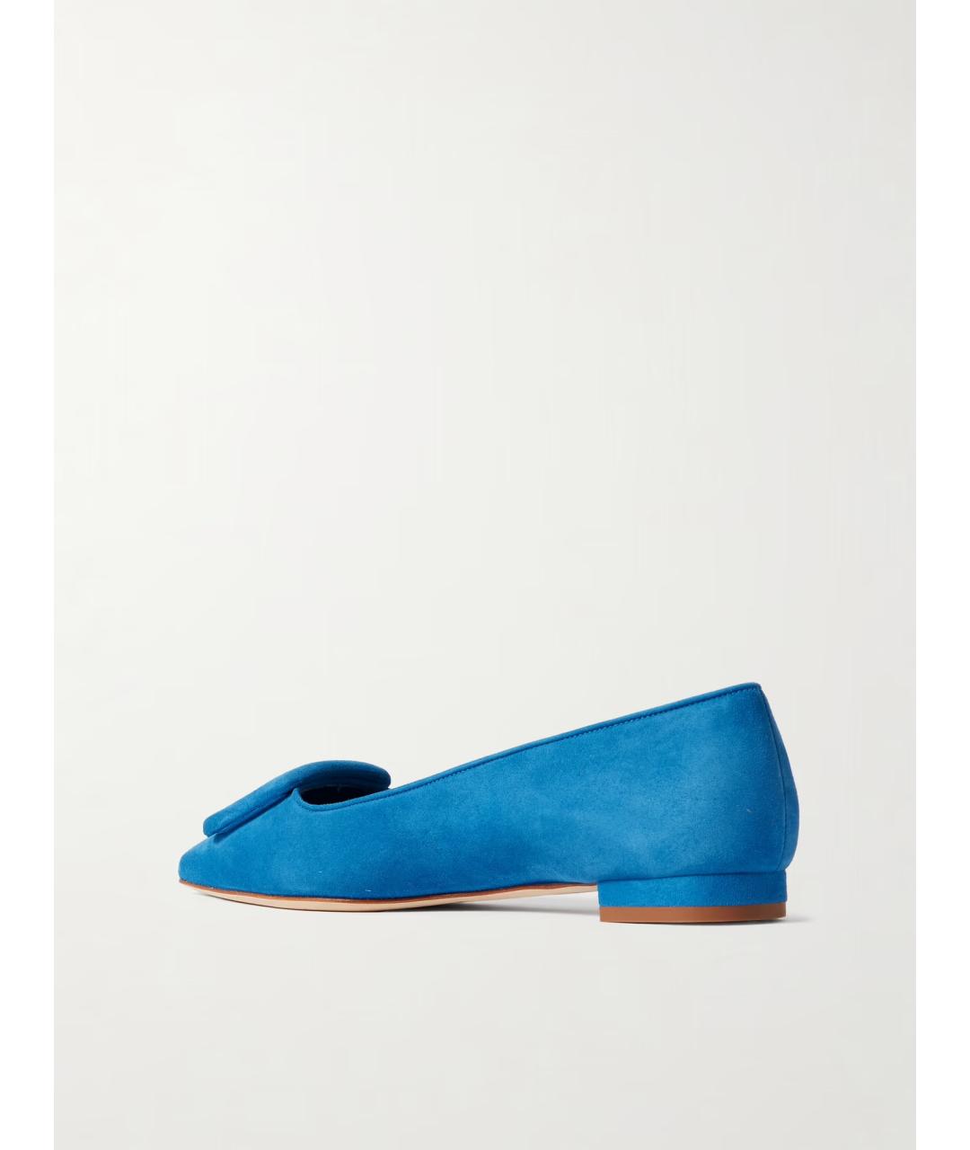 MANOLO BLAHNIK Бирюзовые замшевые балетки, фото 5