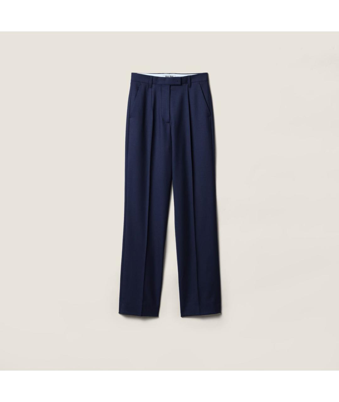 MIU MIU Темно-синие вискозные прямые брюки, фото 8