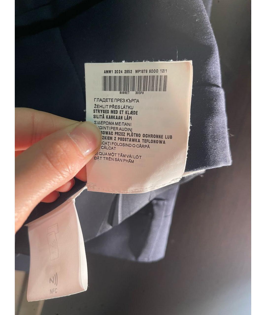 MIU MIU Темно-синие вискозные прямые брюки, фото 6