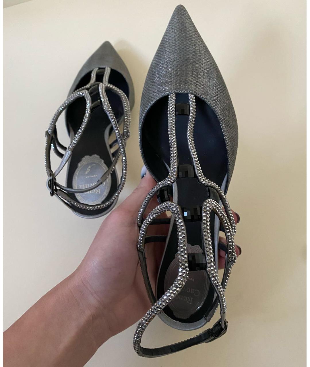 RENE CAOVILLA Серебряные кожаные босоножки, фото 5