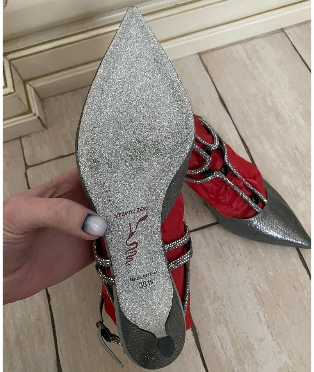 RENE CAOVILLA Серебряные кожаные босоножки, фото 7